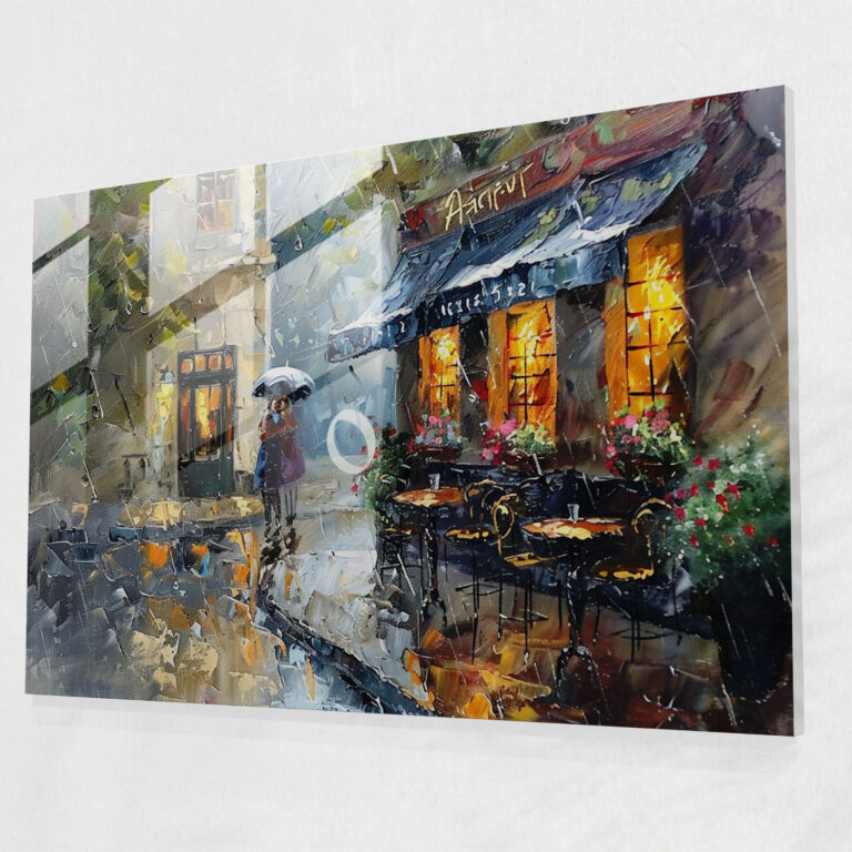 Leonid Afremov Glass Print - Cozy Cafe Glass Wall Art - Leonid Afremov, Glass Print, Wall Decoration, Glass Wall Art