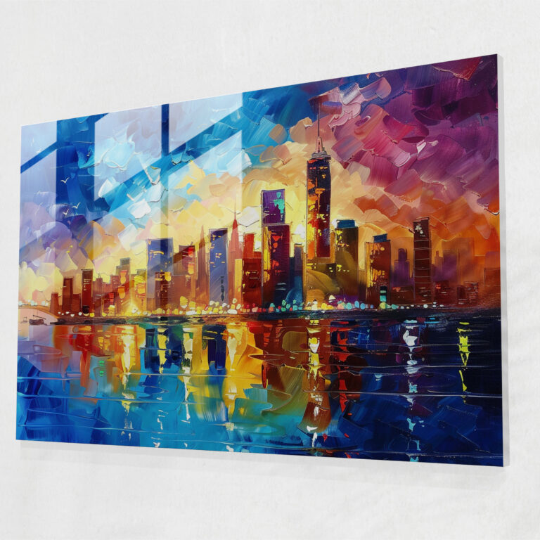 Leonid Afremov Modern Art - City Skyline Glass Print - Leonid Afremov, Home Decoration, Leonid Afremov, Wall Decoration