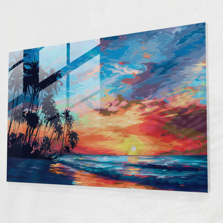 Beach Sunset Leonid Afremov Glass Art - Leonid Afremov, Leonid Afremov, Glass Art, Glass Print