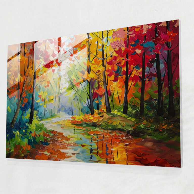 Leonid Afremov Glass Print - Colorful Autumn Landscape - Leonid Afremov, Wall Decoration, Modern Art, Home Decoration