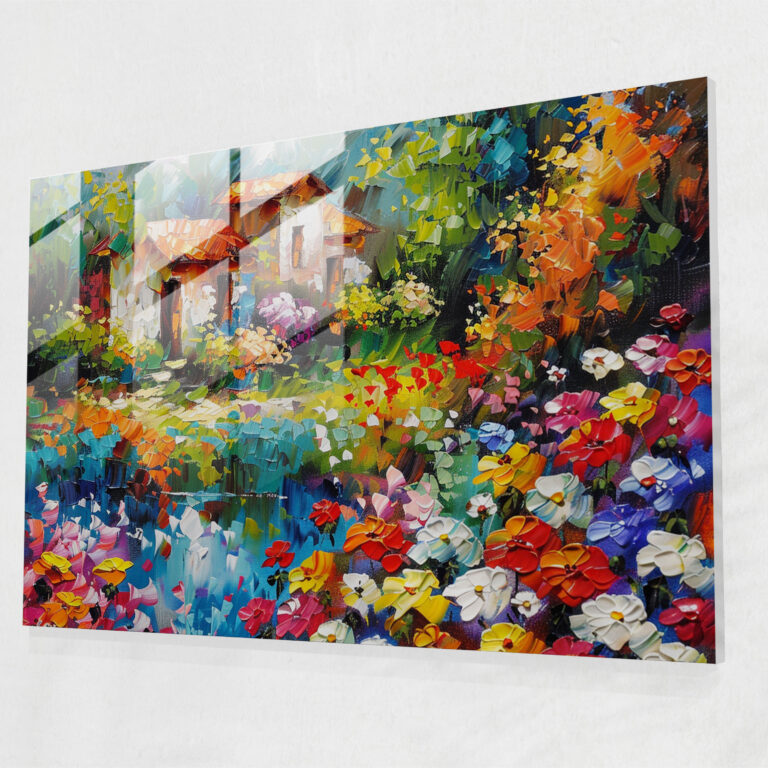 Leonid Afremov Glass Art - Flower-Filled Garden - Leonid Afremov, Modern Art, Glass Art, Wall Decoration