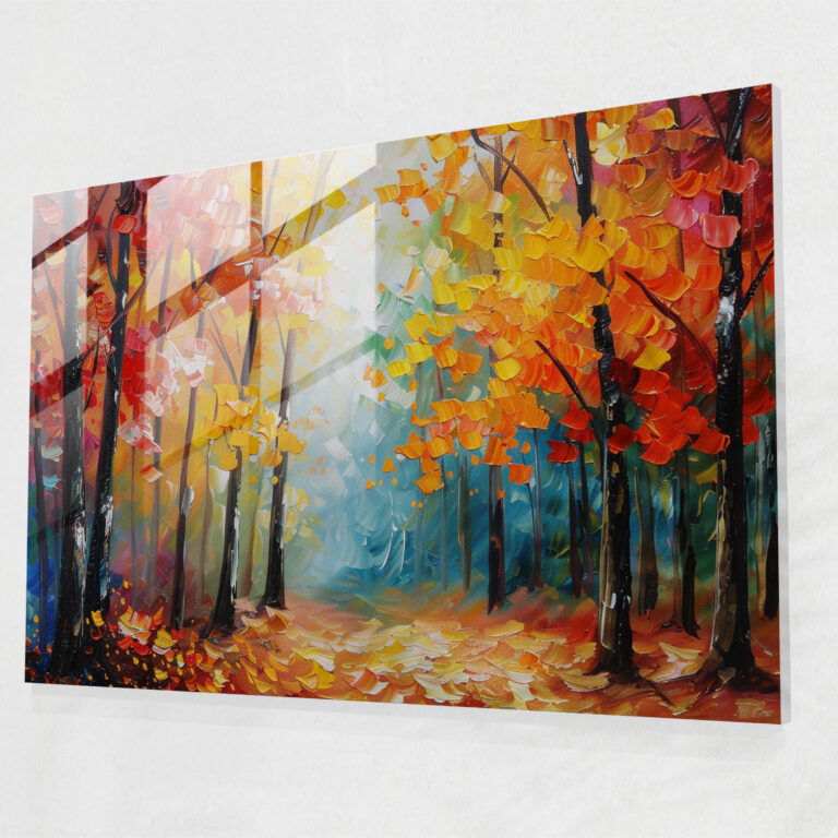 Leonid Afremov Glass Print: Colorful Autumn Forest - Leonid Afremov, Glass Wall Art, Wall Decoration, Modern Art