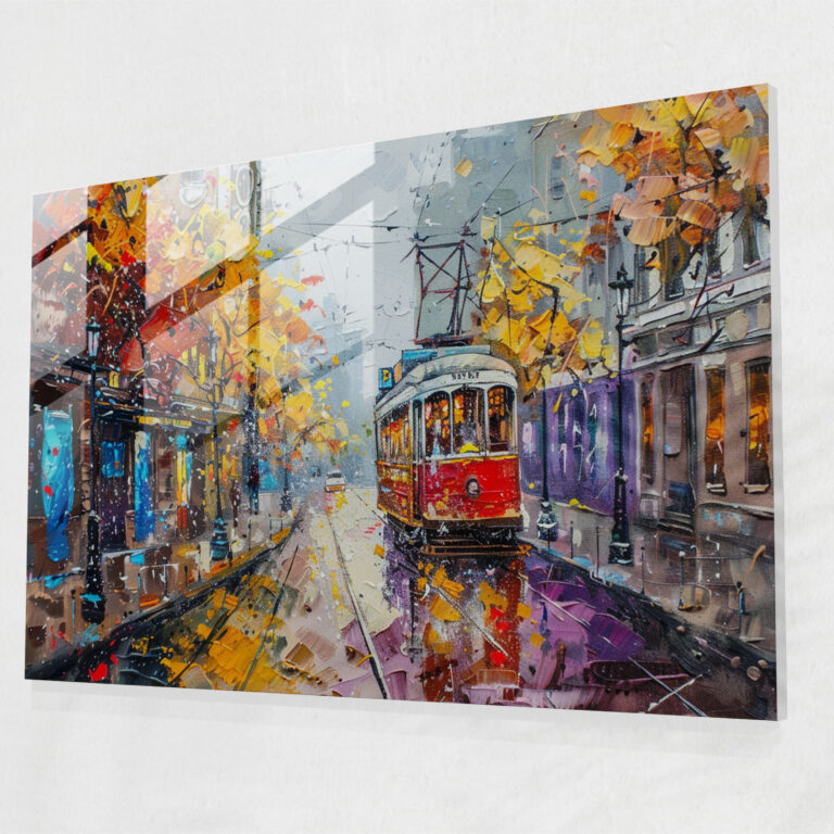 Leonid Afremov Glass Wall Art: Whimsical City Street Scene - Leonid Afremov, Home Decoration, Wall Decoration, Glass Wall Art