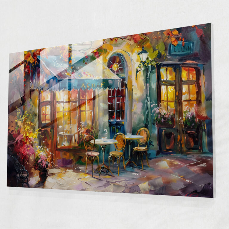 Leonid Afremov Glass Print: Cozy Cafe Glass Wall Art - Leonid Afremov, Home Decoration, Glass Art, Glass Print