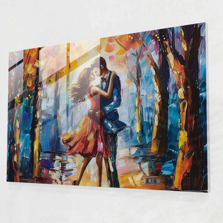 Leonid Afremov Glass Wall Art - Romantic Embrace Home Decoration - Leonid Afremov, Home Decoration, Leonid Afremov, Wall Decoration