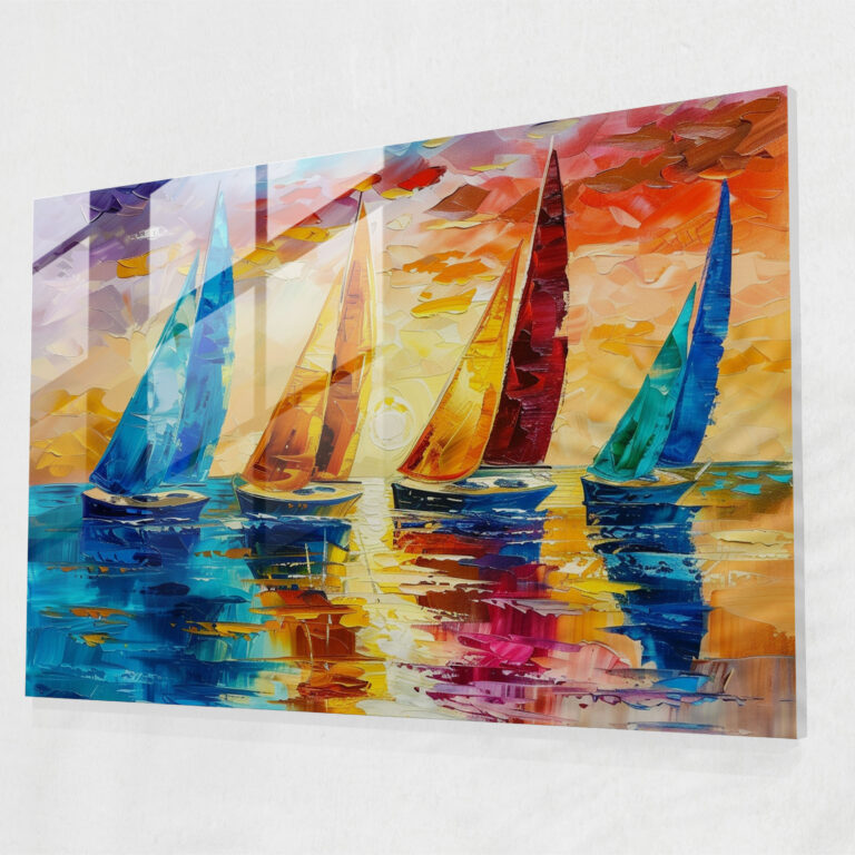 Leonid Afremov Glass Print - Serene Seascape Glass Wall Art - Leonid Afremov, Glass Wall Art, Leonid Afremov, Home Decoration
