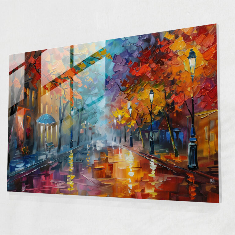 Leonid Afremov Glass Print - Whimsical Street Scene Glass Wall Art - Leonid Afremov, Wall Decoration, Glass Print, Glass Wall Art