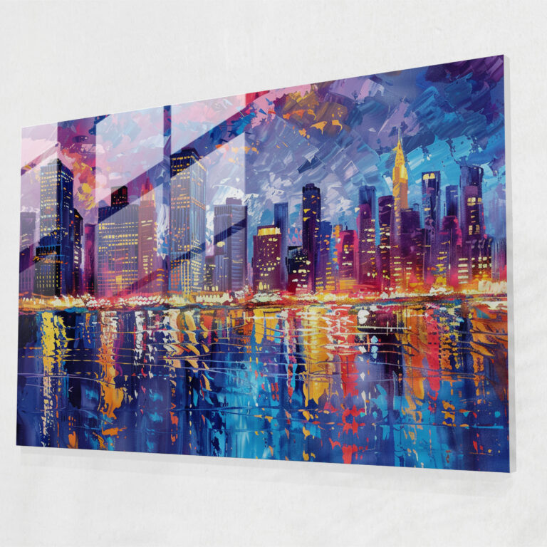 Leonid Afremov Glass Print City Skyline - Leonid Afremov, Glass Print, Home Decoration, Modern Art