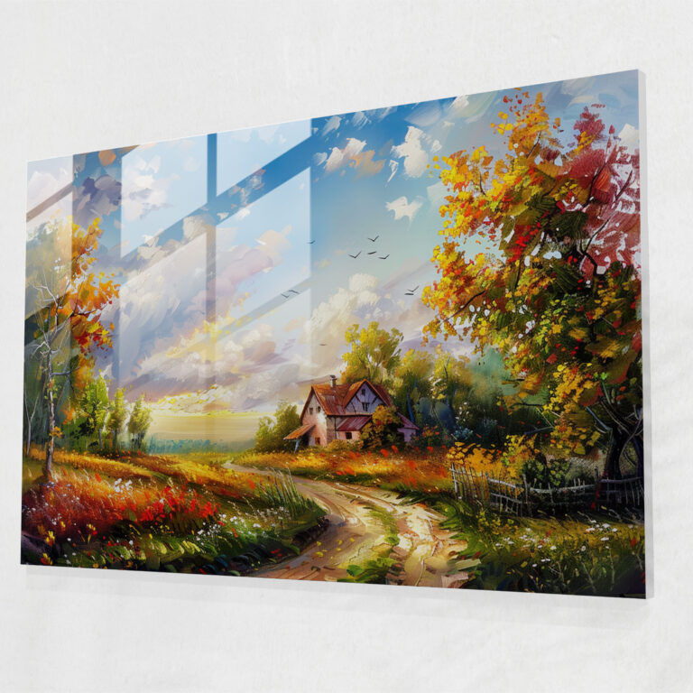 Leonid Afremov Glass Wall Art Countryside Scene - Leonid Afremov, Wall Decoration, Modern Art, Glass Wall Art