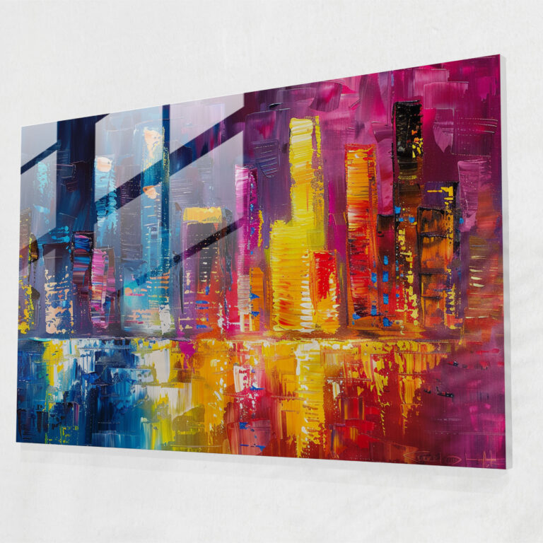 Leonid Afremov Glass Wall Art: Cityscape At Night Glass Print - Leonid Afremov, Modern Art, Wall Decoration, Leonid Afremov
