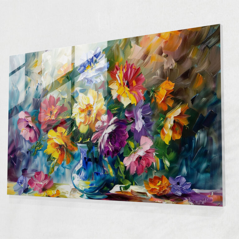 Leonid Afremov Glass Wall Art: Dreamy Flowers Glass Print - Leonid Afremov, Home Decoration, Glass Art, Wall Decoration