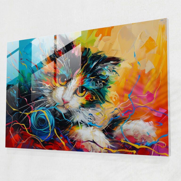 Leonid Afremov Glass Wall Art: Whimsical Cat Glass Print - Leonid Afremov, Wall Decoration, Glass Art, Glass Print