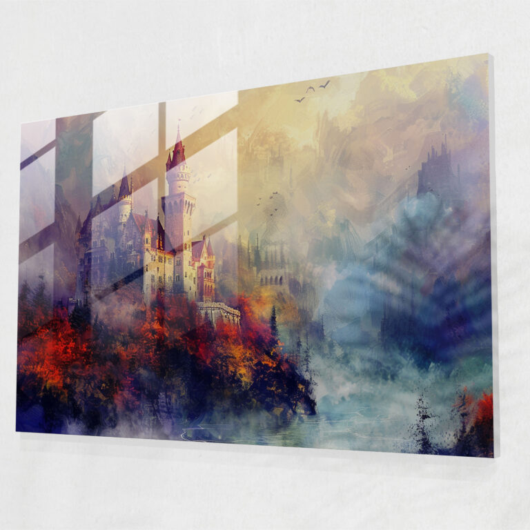 Leonid Afremov Glass Wall Art: Fairytale Castle Glass Print - Leonid Afremov, Glass Wall Art, Modern Art, Glass Art