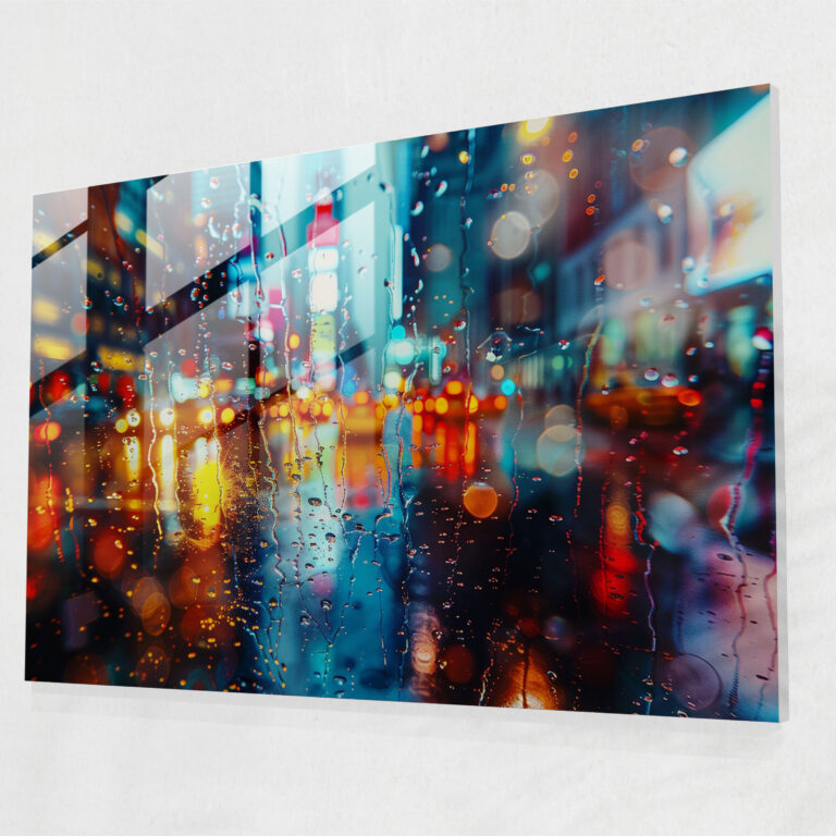 Leonid Afremov Glass Print - Cityscape Reflections - Leonid Afremov, Home Decoration, Cityscape, Reflections