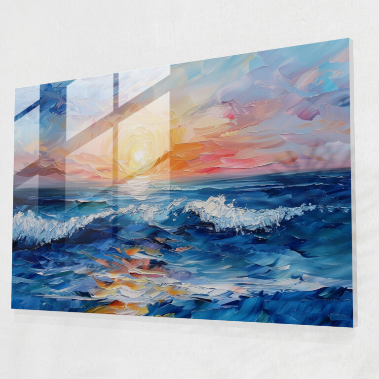 Leonid Afremov Modern Art - Tranquil Seascape - Leonid Afremov, Glass Wall Art, Peace And Serenity, Tranquil Seascape