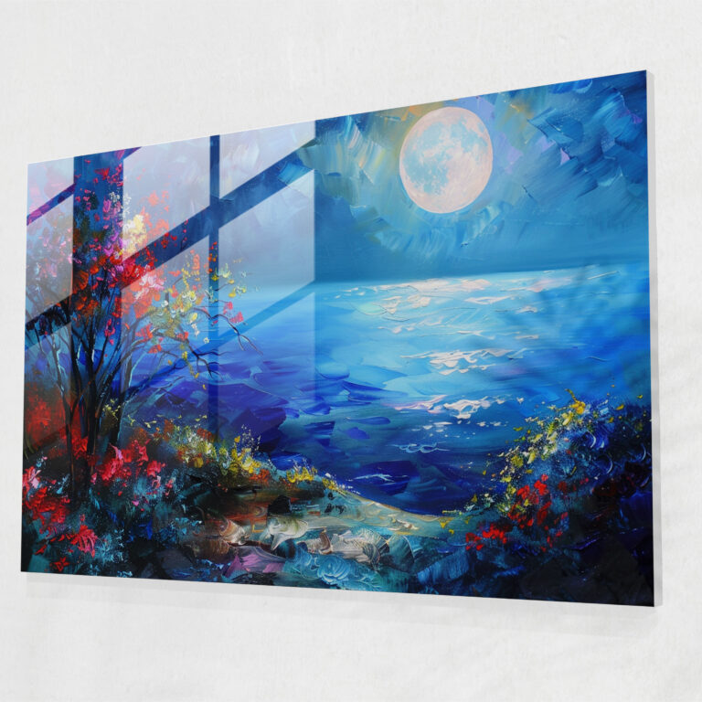 Leonid Afremov Glass Art - Moonlit Landscape - Leonid Afremov, Home Decoration, Vibrant Colors, Leonid Afremov