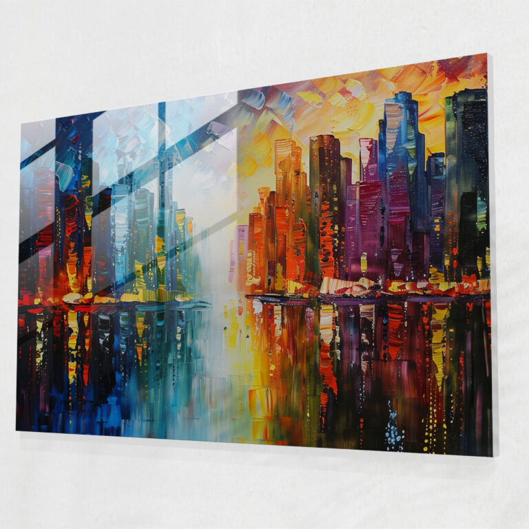 Leonid Afremov Glass Print - Colorful Abstract Cityscape - Leonid Afremov, Glass Print, Wall Decoration, Home Decoration