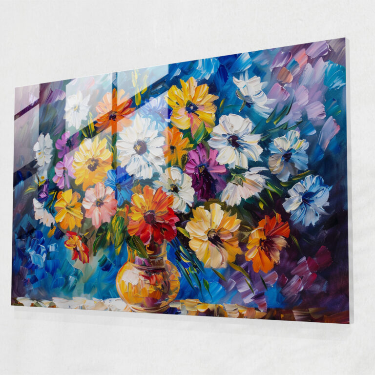 Leonid Afremov Wall Decoration - Vibrant Floral Still Life - Leonid Afremov, Still Life, Glass Art, Home Decoration