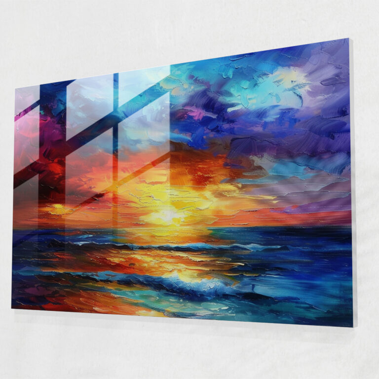 Leonid Afremov Glass Art - Colorful Ocean Sunset - Leonid Afremov, Ocean, Modern Art, Sunset