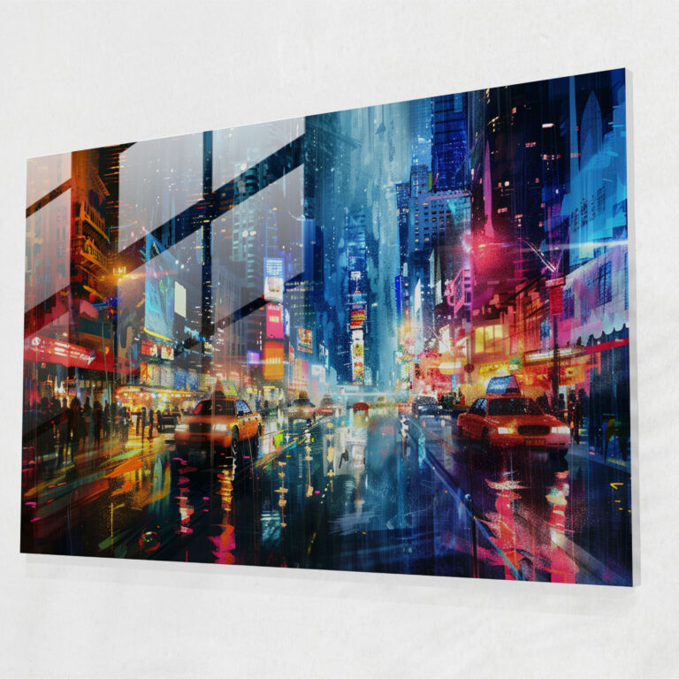 Leonid Afremov Glass Print - Colorful Rainy Night Cityscape - Leonid Afremov, Glass Wall Art, Home Decoration, Leonid Afremov