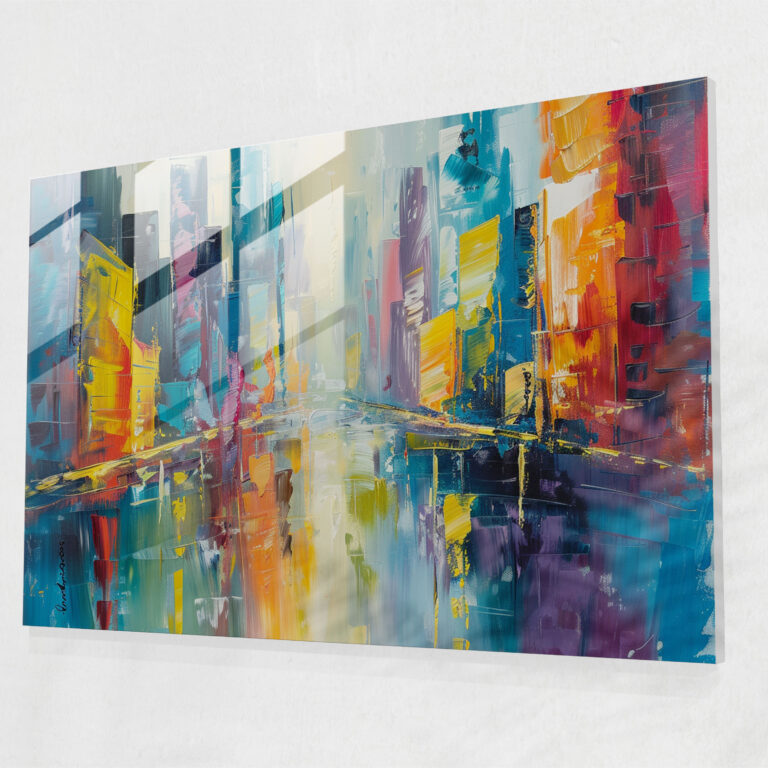 Colorful Abstract Cityscape Glass Print - Leonid Afremov, Glass Wall Art, Modern Art, Wall Decoration