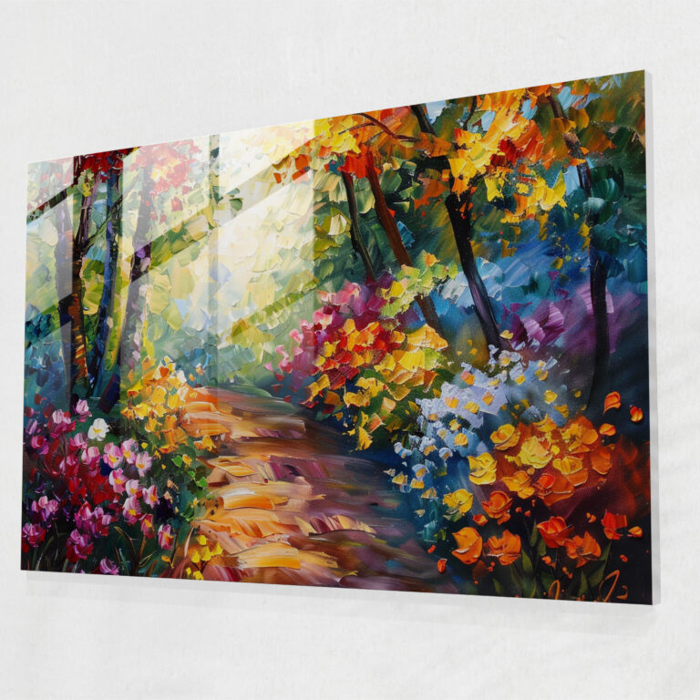 Vibrant Floral Garden Glass Print - Leonid Afremov, Wall Decoration, Painting, Leonid Afremov