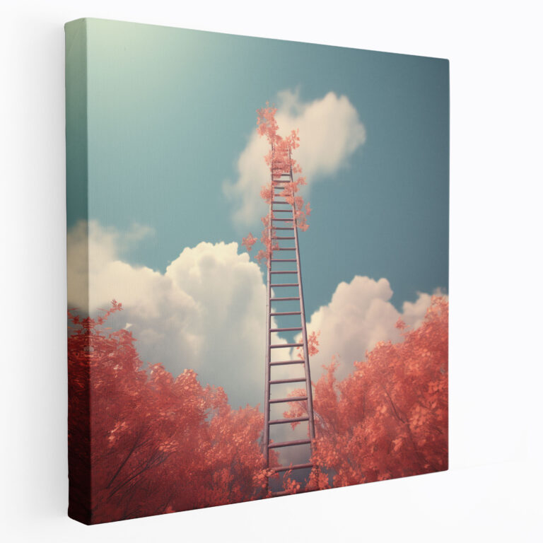 Autumn Ladder Canvas Print - Leaves, Leaves, Canvas Print, Surrealist Digital Art