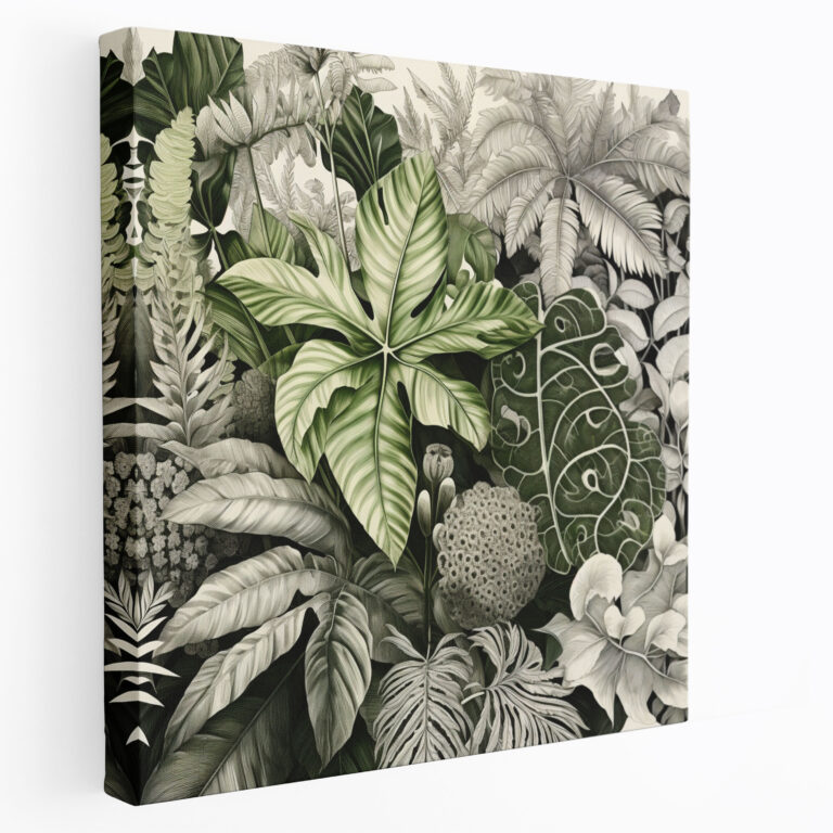 Botanical Leaves Wall Decoration - Leaves, Detailed Depiction, Patterns, Canvas Wall Art