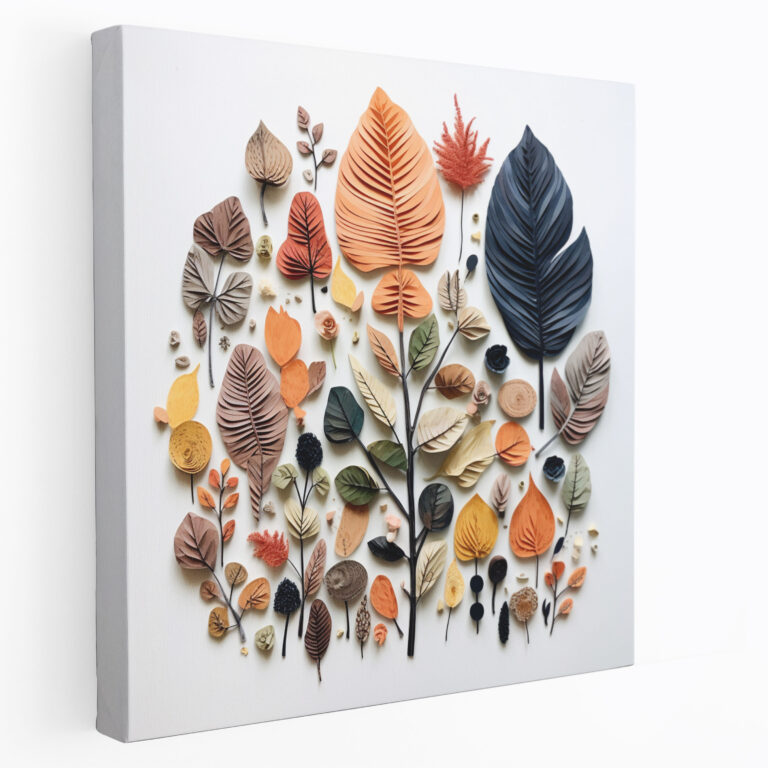 Eclectic Leaves Wall Art - Leaves, Wall Decoration, Canvas, Collage Artwork