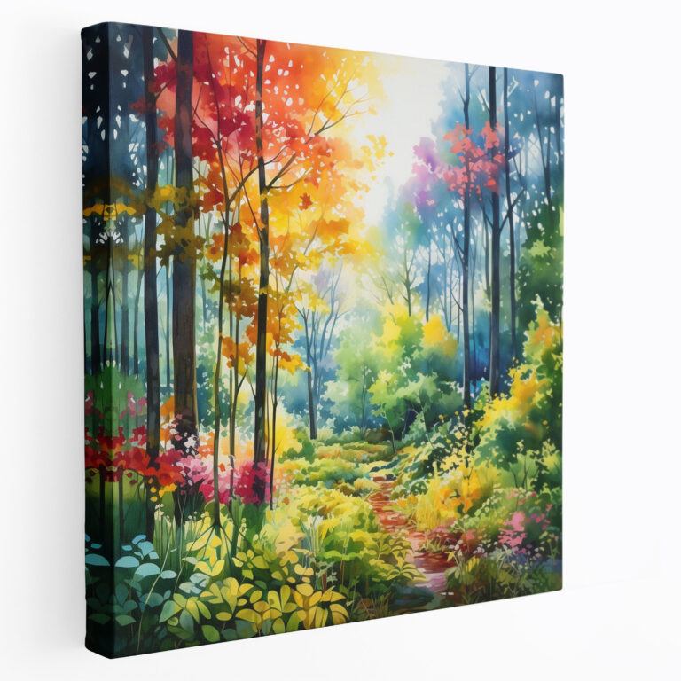 Leaves Canvas Print - Vibrant Watercolor Forest Wall Art - Leaves, Canvas, Canvas Print, Lush