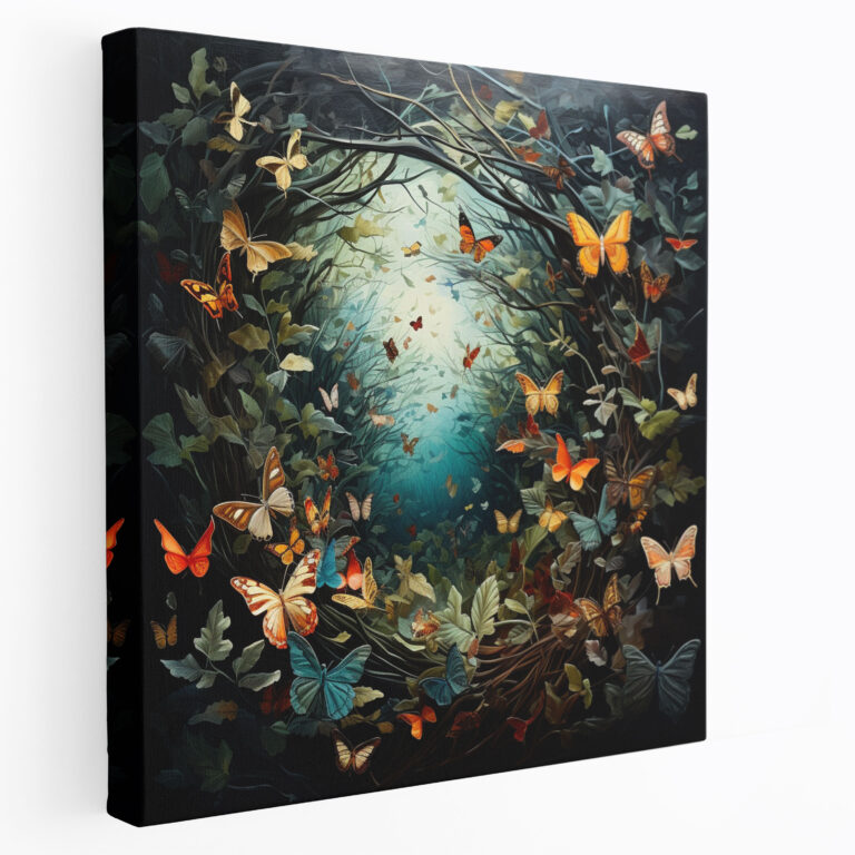 Leaves Canvas Print - Surreal Butterflies Of Transformation Wall Art - Leaves, Wall Decoration, Wall Art, Mixed Media Artwork