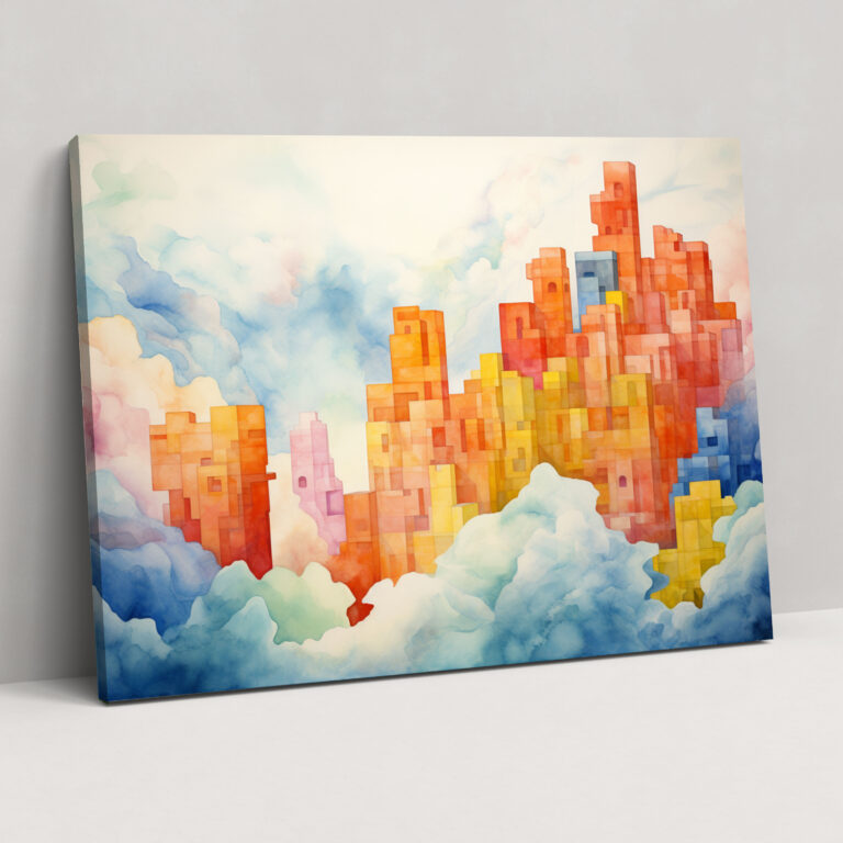 Lego Watercolor Wall Art - Dreamy Lego Blocks Canvas Print - Lego, Home Decoration, Canvas Print, Lego Watercolor Wall Art