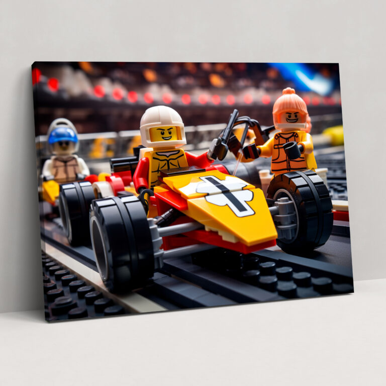 Lego Race Car Championship Wall Decoration - Lego, Intense Competition, Canvas Wall Art, Canvas