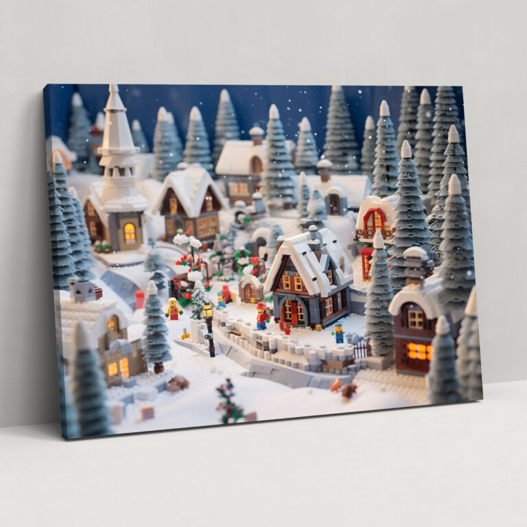 Lego Winter Village Canvas Print - Lego, Festive Decorations, Wall Art, Home Decoration
