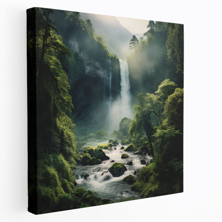 Lenticular Wall Decoration: Majestic Waterfall - Lenticular, Nature, Canvas Print, Waterfall