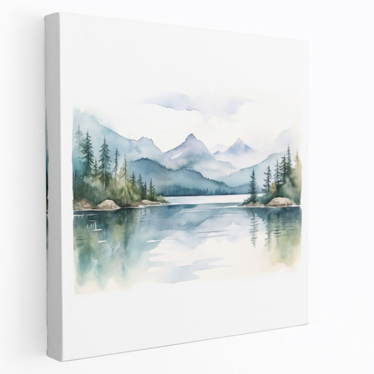 Lenticular Watercolor Landscape Canvas Print - Lenticular, Calm Lake, Canvas Wall Art, Canvas Print
