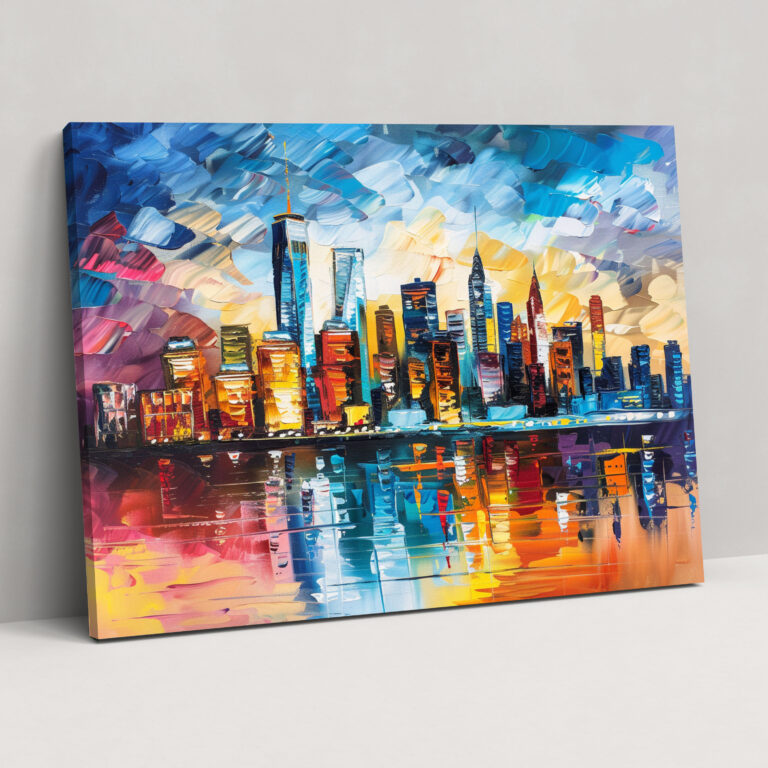 Leonid Afremov Inspired Cityscape Canvas Print - Leonid Afremov, Wall Decoration, Wall Art, Leonid Afremov