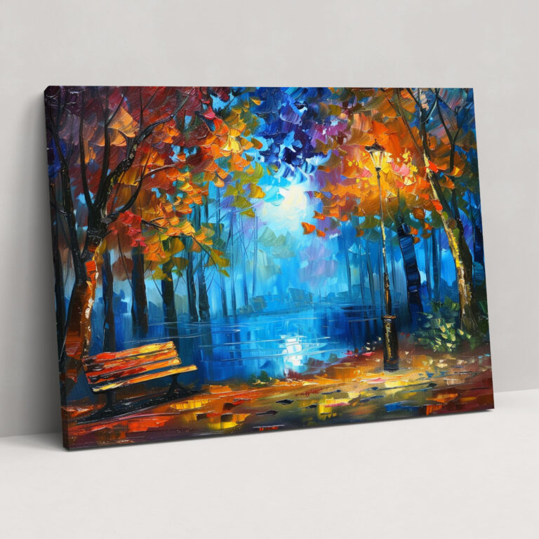 Leonid Afremov Inspired Moonlit Park Canvas Print - Leonid Afremov, Wall Decoration, Home Decoration, Canvas