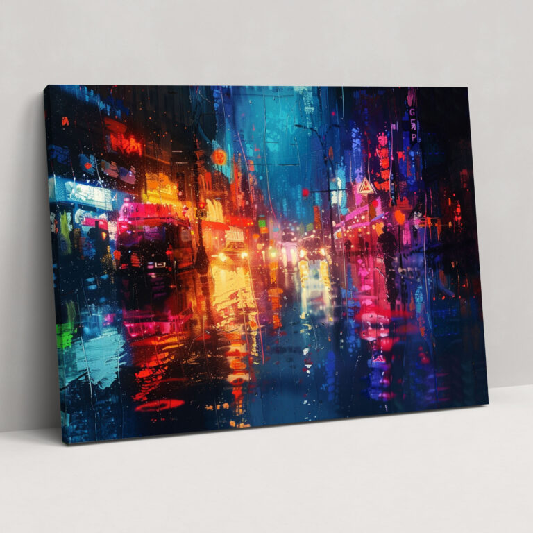 Cityscape Rainy Night Canvas Print - Leonid Afremov, Wall Decoration, Canvas, Wall Art