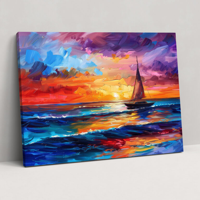 Leonid Afremov Canvas Print - Sunset Beach Wall Art - Leonid Afremov, Canvas, Canvas Wall Art, Leonid Afremov