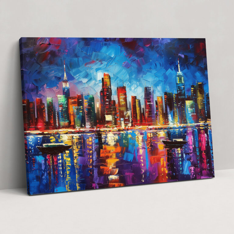 Colorful Cityscape Leonid Afremov Canvas Print - Leonid Afremov, Canvas, Home Decoration, Wall Art