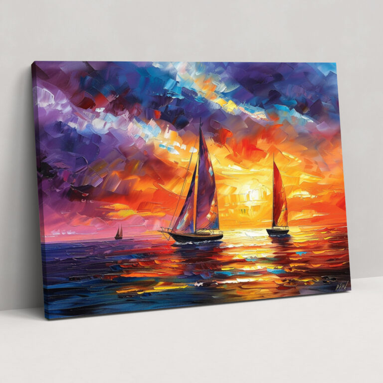 Seascape Sailboats Leonid Afremov Wall Decoration - Leonid Afremov, Canvas Wall Art, Leonid Afremov, Wall Decoration