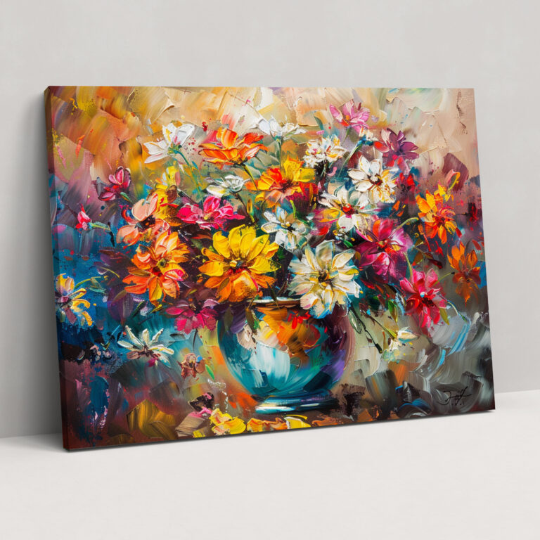 Flowers In Vase Leonid Afremov Canvas Print - Leonid Afremov, Wall Art, Wall Decoration, Canvas Wall Art
