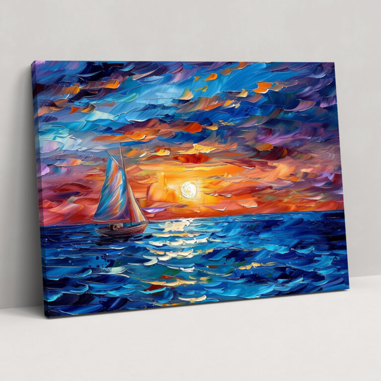 Leonid Afremov Wall Decoration - Dreamy Seascape Moonlit Night - Leonid Afremov, Canvas, Canvas Print, Canvas Wall Art
