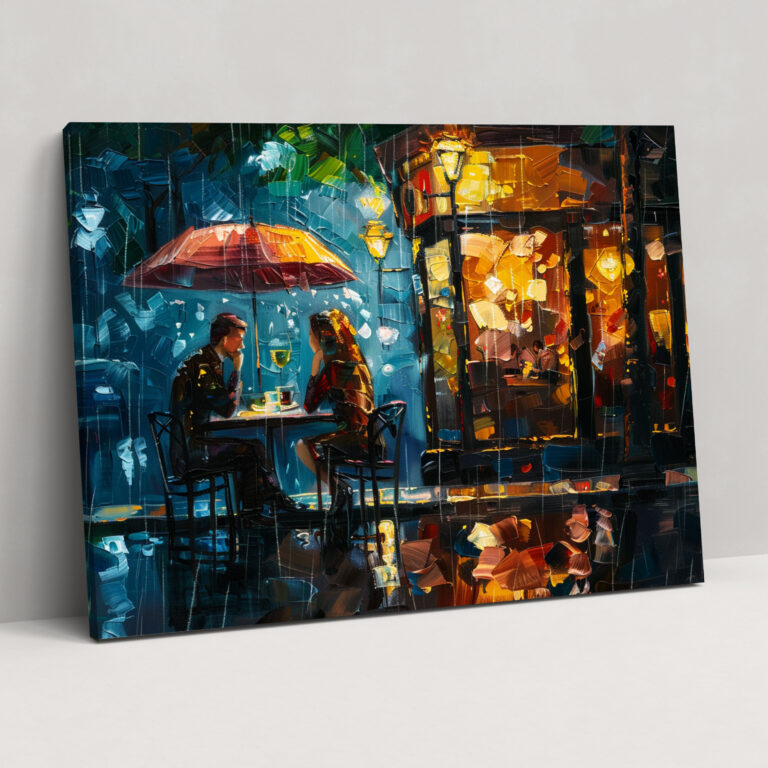 Leonid Afremov Canvas Print - Cozy Cafe Rainy Day - Leonid Afremov, Leonid Afremov, Wall Art, Canvas