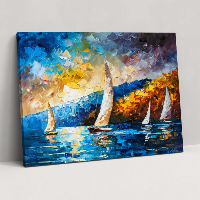 Seascape Sailboats Wall Decoration Canvas Print - Leonid Afremov, Wall Decoration, Canvas Wall Art, Wall Art