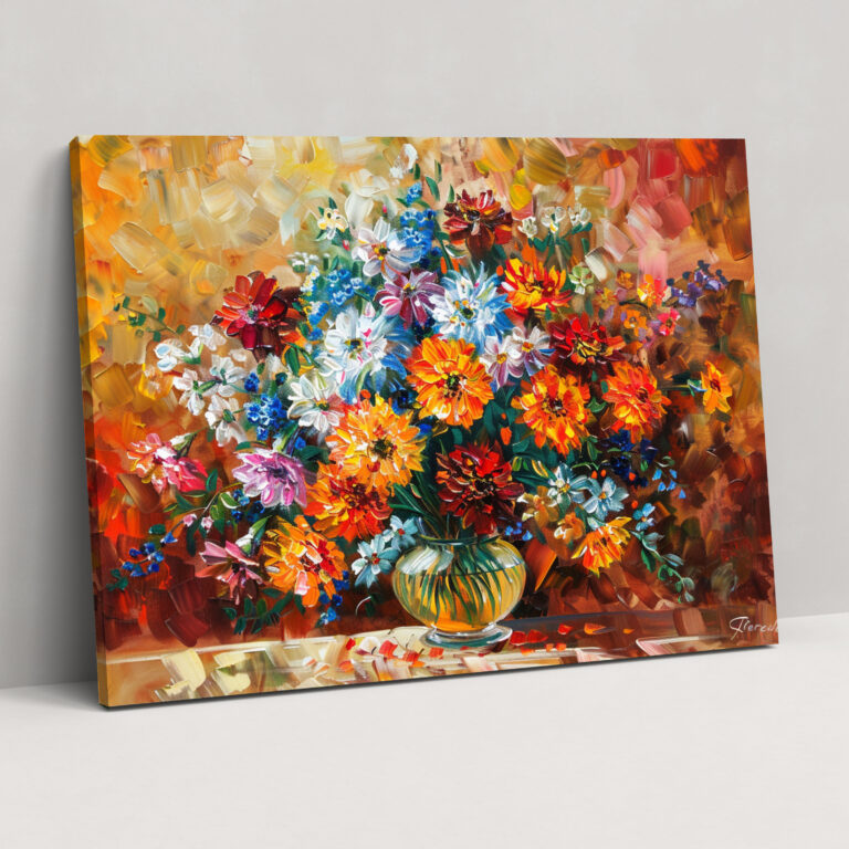Leonid Afremov Floral Bouquet Canvas Print - Leonid Afremov, Canvas Wall Art, Leonid Afremov, Canvas