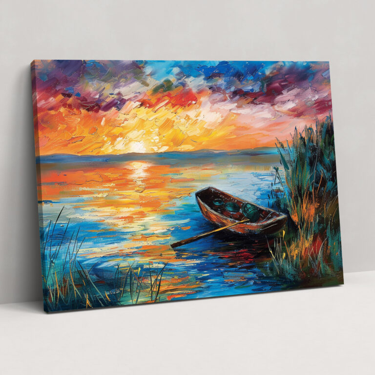Leonid Afremov Lakeside Sunset Canvas Print - Leonid Afremov, Canvas Print, Canvas Wall Art, Leonid Afremov