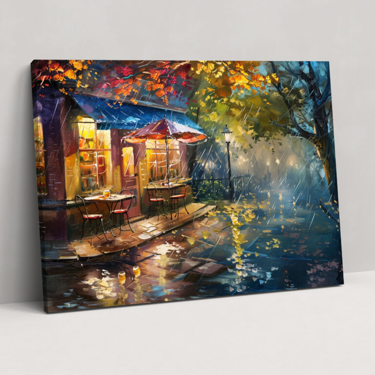 Leonid Afremov Cozy Cafe Canvas Print - Leonid Afremov, Wall Decoration, Canvas, Wall Art