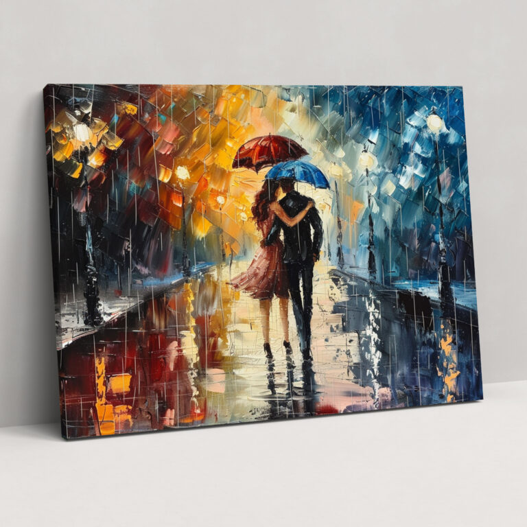 Romantic Couple In The Rain Wall Art - Leonid Afremov, Home Decoration, Wall Decoration, Canvas Wall Art